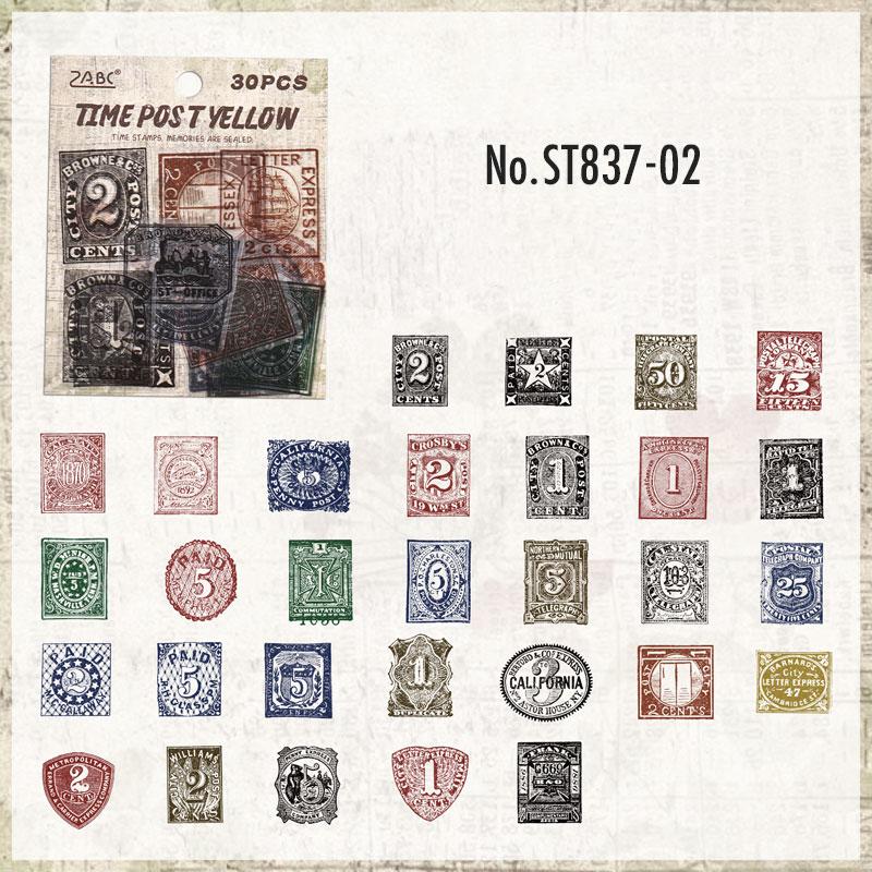 ST837 スタンプ 切手 ハンコ 判子 消印 コラージュ素材 コラージュ シール ステッカー 紙もの 手帳 日記 海外 紙モノ 紙物