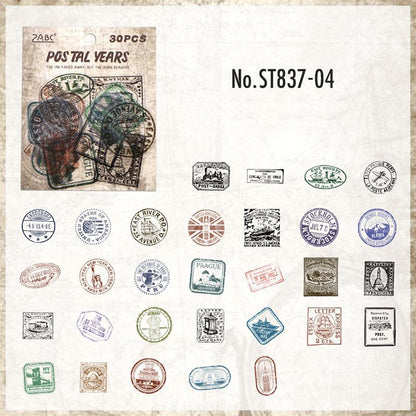 ST837 スタンプ 切手 ハンコ 判子 消印 コラージュ素材 コラージュ シール ステッカー 紙もの 手帳 日記 海外 紙モノ 紙物