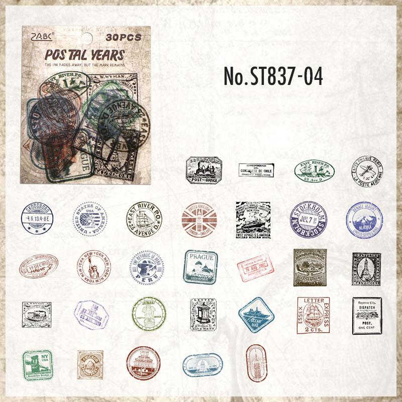 ST837 スタンプ 切手 ハンコ 判子 消印 コラージュ素材 コラージュ シール ステッカー 紙もの 手帳 日記 海外 紙モノ 紙物