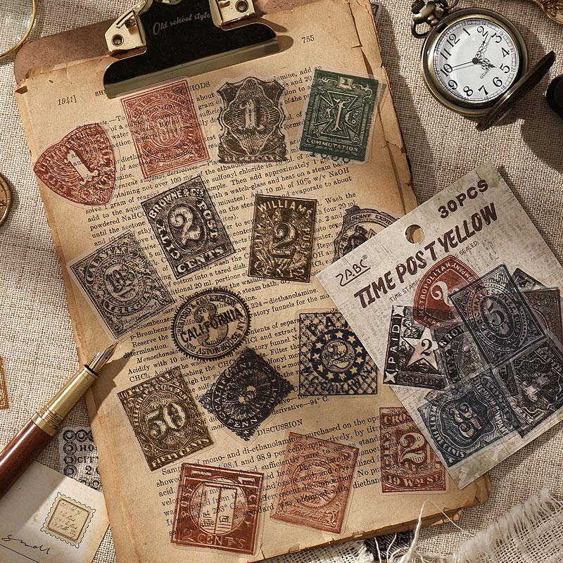 ST837 スタンプ 切手 ハンコ 判子 消印 コラージュ素材 コラージュ シール ステッカー 紙もの 手帳 日記 海外 紙モノ 紙物