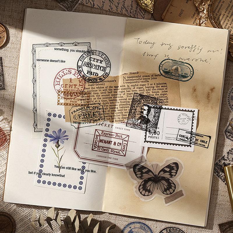 ST837 スタンプ 切手 ハンコ 判子 消印 コラージュ素材 コラージュ シール ステッカー 紙もの 手帳 日記 海外 紙モノ 紙物