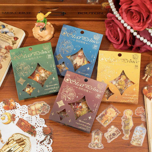 ST840 人物 男の子 男性 星の王子さま コラージュ素材 コラージュ シール ステッカー 紙もの 手帳 日記 海外 紙モノ 紙物