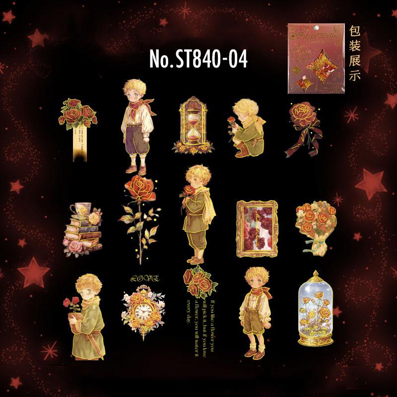 ST840 人物 男の子 男性 星の王子さま コラージュ素材 コラージュ シール ステッカー 紙もの 手帳 日記 海外 紙モノ 紙物