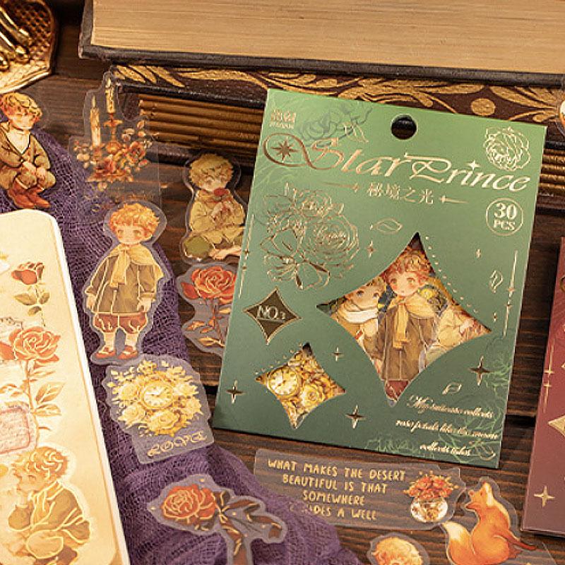 ST840 人物 男の子 男性 星の王子さま コラージュ素材 コラージュ シール ステッカー 紙もの 手帳 日記 海外 紙モノ 紙物