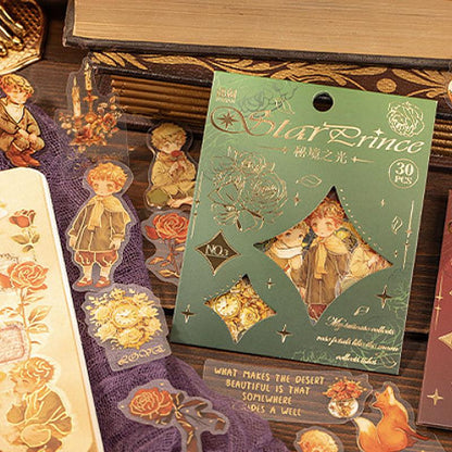 ST840 人物 男の子 男性 星の王子さま コラージュ素材 コラージュ シール ステッカー 紙もの 手帳 日記 海外 紙モノ 紙物