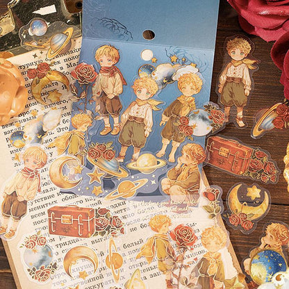 ST840 人物 男の子 男性 星の王子さま コラージュ素材 コラージュ シール ステッカー 紙もの 手帳 日記 海外 紙モノ 紙物