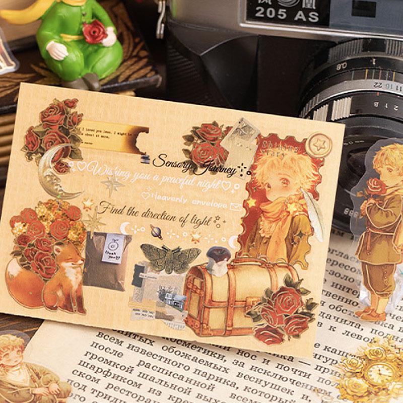 ST840 人物 男の子 男性 星の王子さま コラージュ素材 コラージュ シール ステッカー 紙もの 手帳 日記 海外 紙モノ 紙物