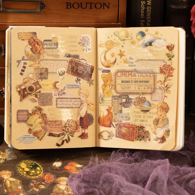 ST840 人物 男の子 男性 星の王子さま コラージュ素材 コラージュ シール ステッカー 紙もの 手帳 日記 海外 紙モノ 紙物