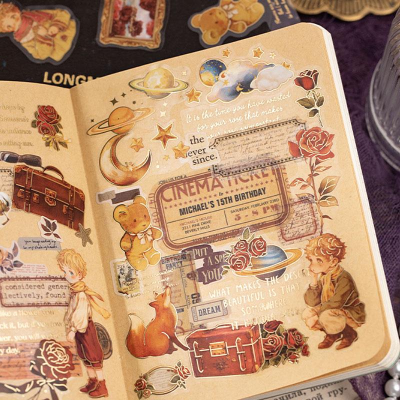 ST840 人物 男の子 男性 星の王子さま コラージュ素材 コラージュ シール ステッカー 紙もの 手帳 日記 海外 紙モノ 紙物