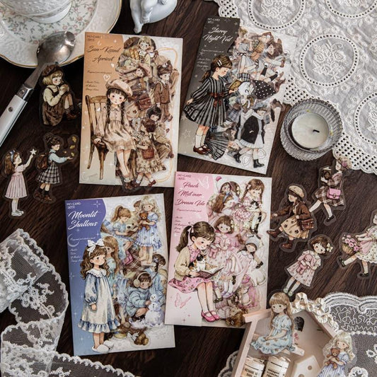 ST842 人物シール 子供 女の子 女性 コラージュ素材 コラージュ シール ステッカー 紙もの 手帳 日記 海外 紙モノ 紙物