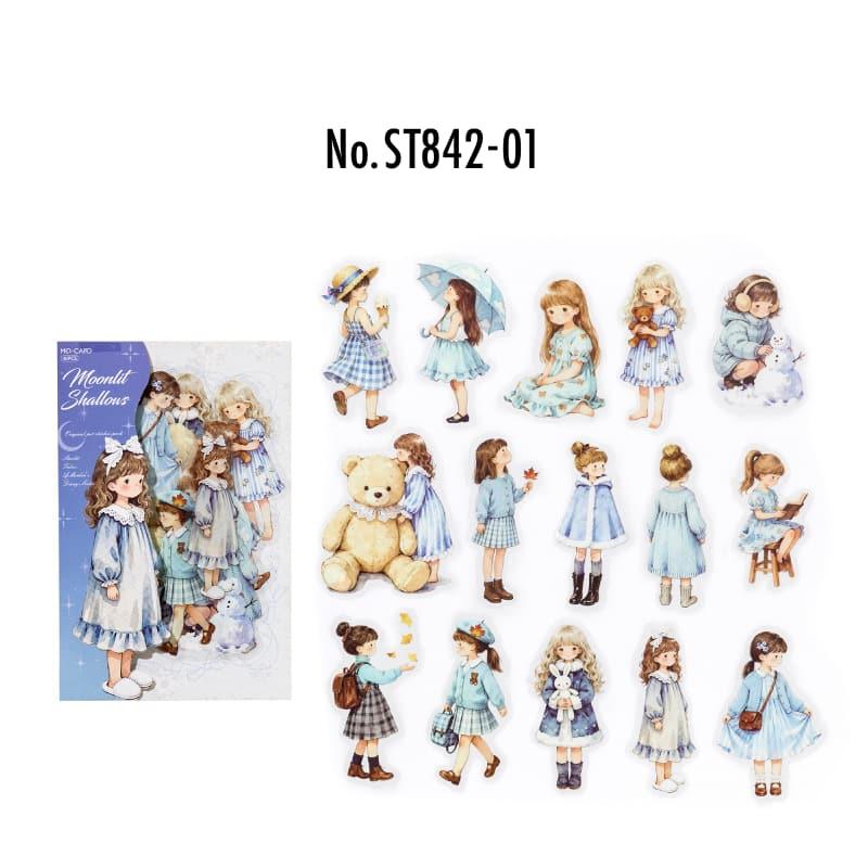 ST842｜人物シール 子供 女の子 女性