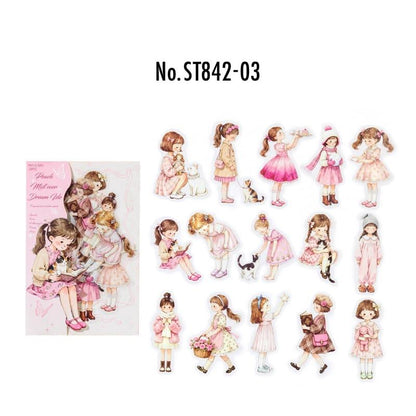 ST842｜人物シール 子供 女の子 女性