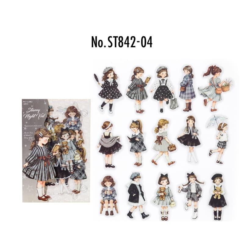 ST842｜人物シール 子供 女の子 女性