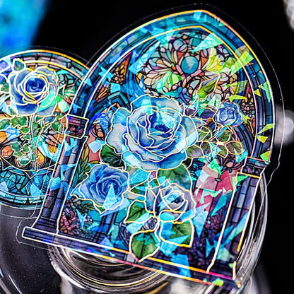 ST849｜ステンドグラス バラ 薔薇 ローズ フラワー 教会窓 ゴシック