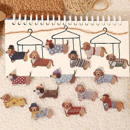 ST857｜犬 猫 イヌ ネコ ぬいぐるみ風 刺繍 ワッペン