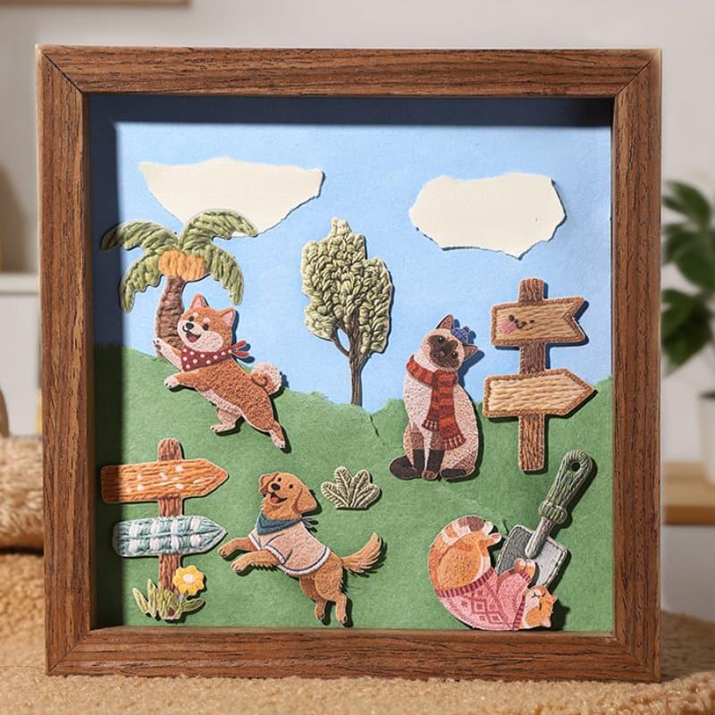 ST857｜犬 猫 イヌ ネコ ぬいぐるみ風 刺繍 ワッペン