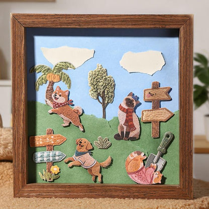 ST857｜犬 猫 イヌ ネコ ぬいぐるみ風 刺繍 ワッペン