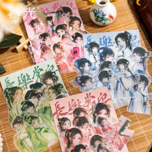 ST884 人物 女性 女の子 中華風 着物 ドレス 漢服 コラージュ素材 コラージュ シール ステッカー 紙もの 手帳 日記 海外 紙モノ 紙物