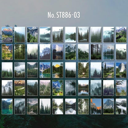 ST886｜風景 背景 写真 海 水面 サクランボ 月 夜空 シールブック
