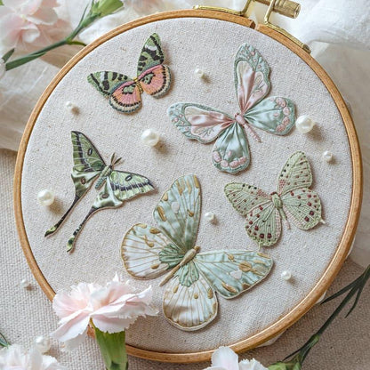 ST910｜蝶 刺繍 サテン ファブリック バタフライ
