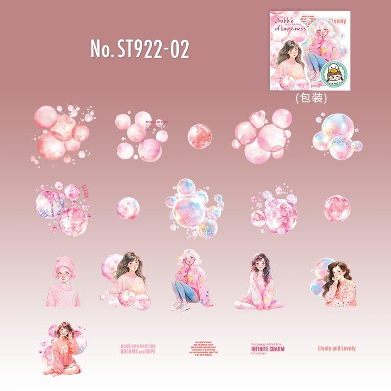 ST922 人物 女性 女の子 シャボン玉 アルファベット 英語 フレーズ 泡 バブル