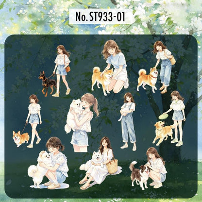 ST933｜人物 女性 女の子 ペット イヌ ネコ 犬 猫