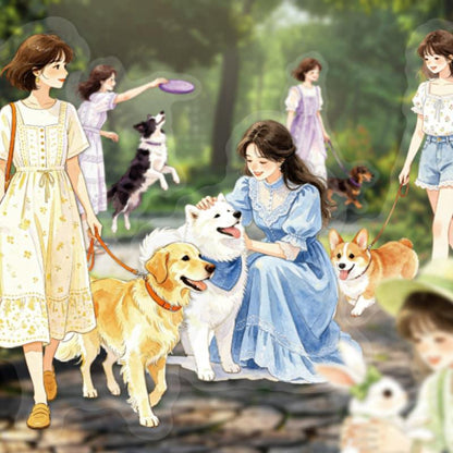 ST933｜人物 女性 女の子 ペット イヌ ネコ 犬 猫