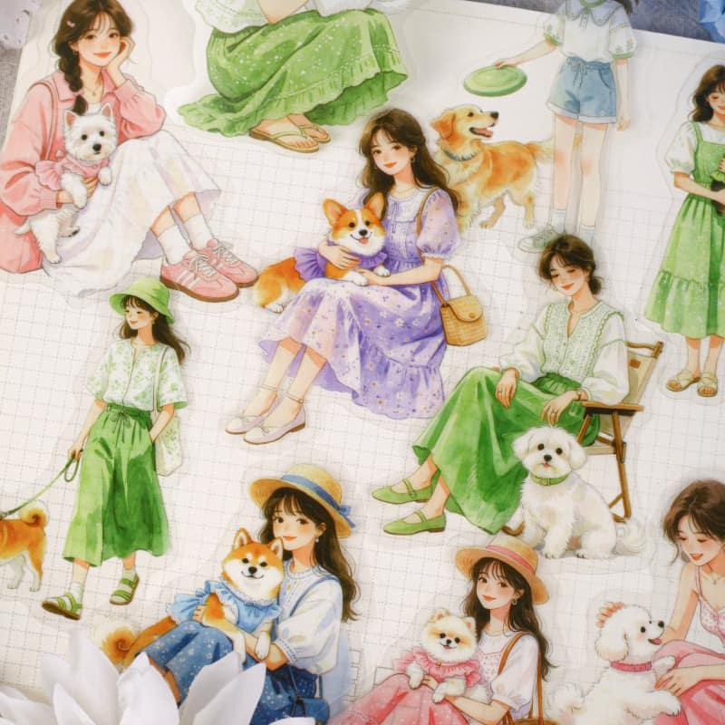 ST933｜人物 女性 女の子 ペット イヌ ネコ 犬 猫