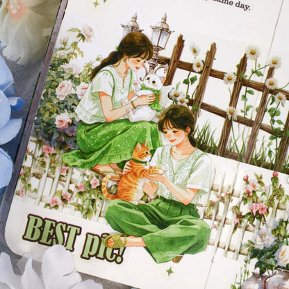 ST933｜人物 女性 女の子 ペット イヌ ネコ 犬 猫