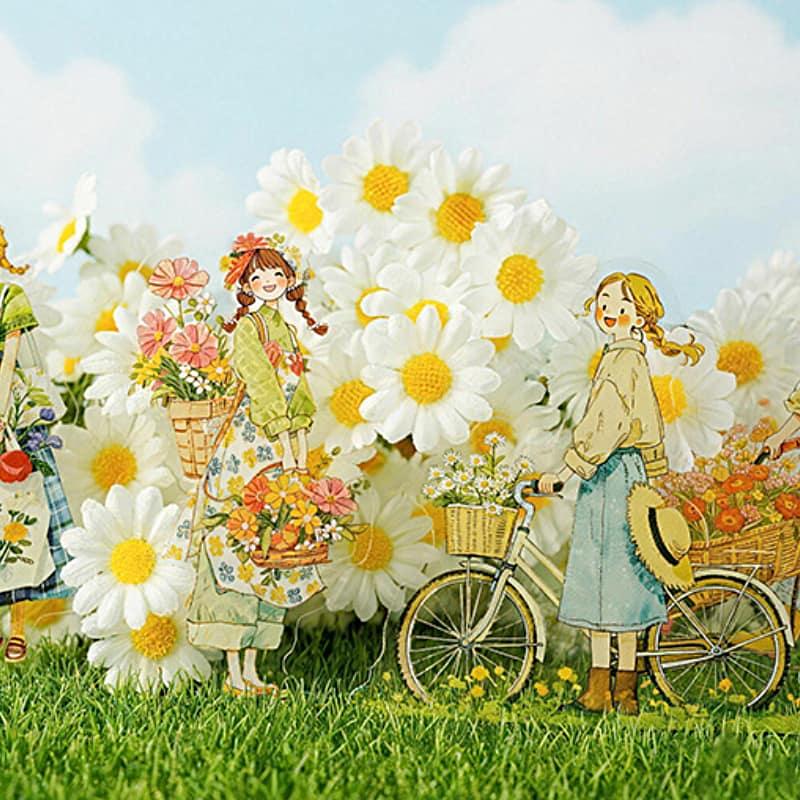 ST937｜人物 女性 女の子 花束 可愛い おしゃれ 花