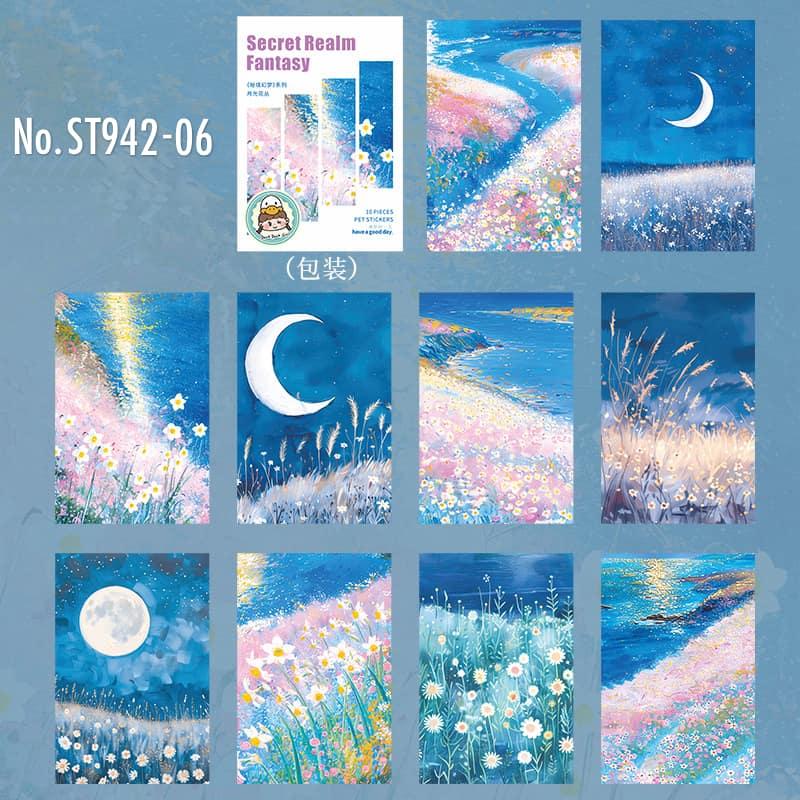 雪景色・森・きのこのPETコラージュシール
