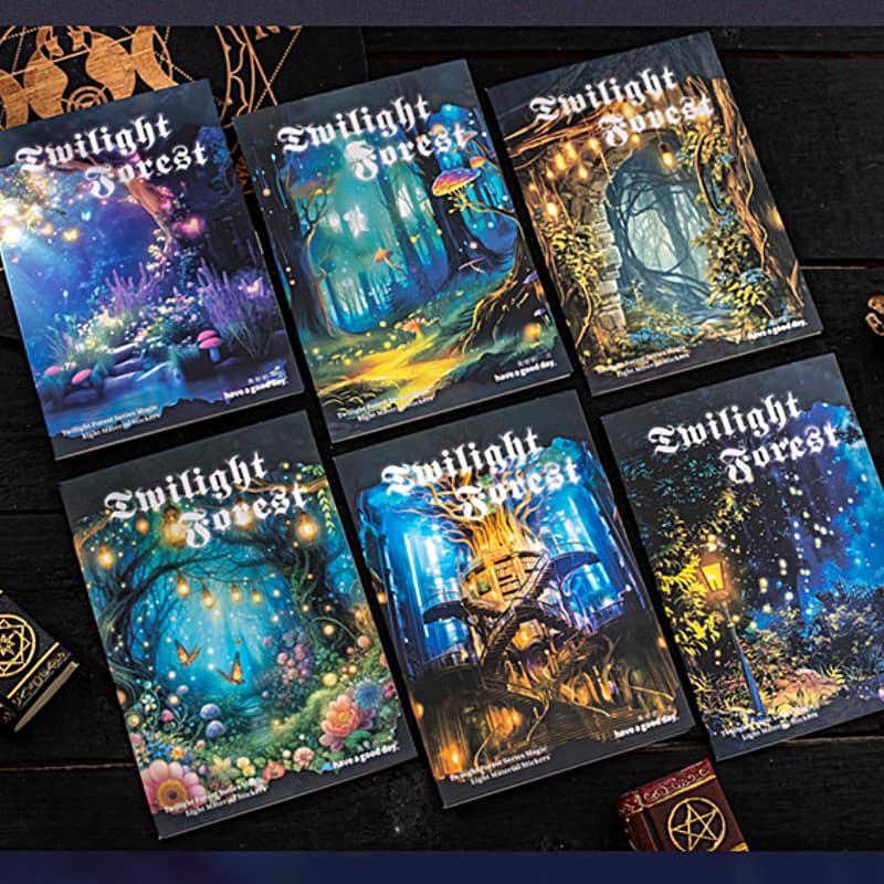 ST943｜幻想の森 夜景 きのこ 花 灯り 月 蝶 木漏れ日