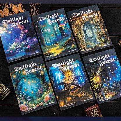 ST943｜幻想の森 夜景 きのこ 花 灯り 月 蝶 木漏れ日
