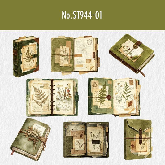 ST944｜ノート 植物標本 手紙 切手 封蝋 はさみ