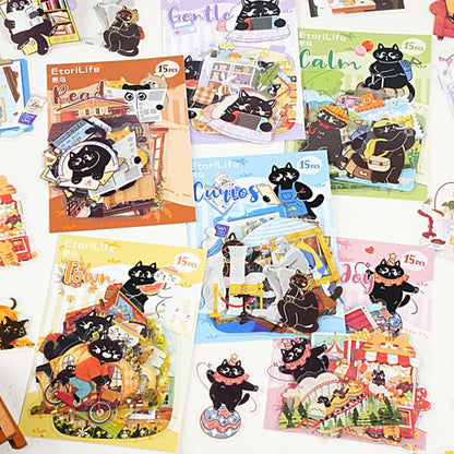 ネコ・黒猫のPETコラージュシール