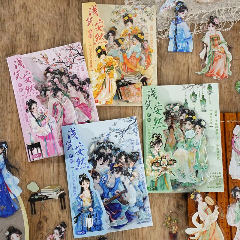人物・女性・中華風のPETコラージュシール