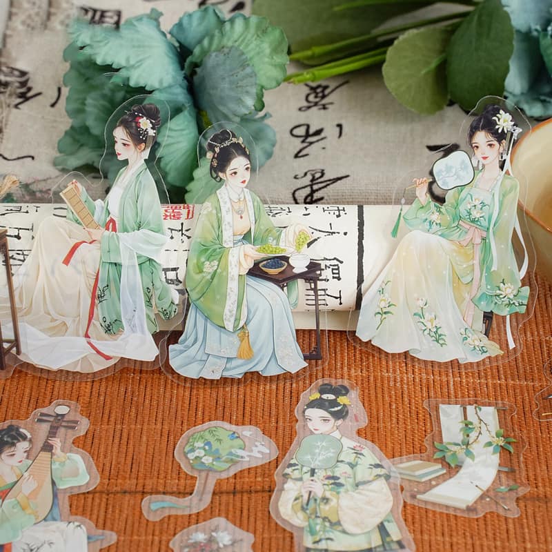 人物・女性・中華風のPETコラージュシール