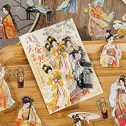 人物・女性・中華風のPETコラージュシール